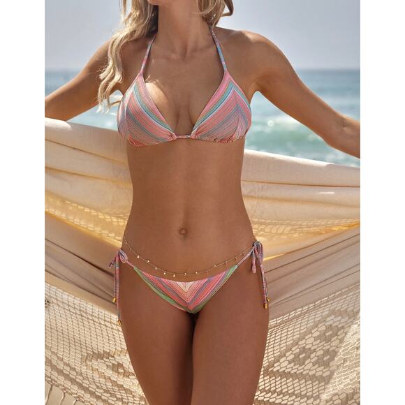 Pq Newport Stripe Tie Teeny Bikini Bottom Small NWT NEW - Picture 1 of 7